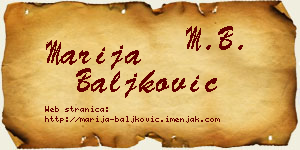 Marija Baljković vizit kartica